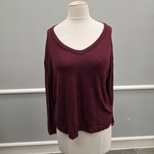 Old Navy Women's Long Sleeve V-Neck Top - Deep Burgundy